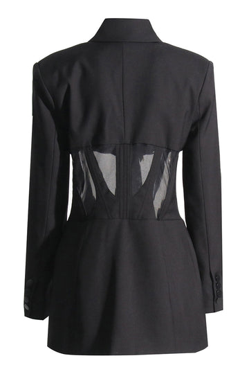 Svart korsett sjal jakke kvinner blazer